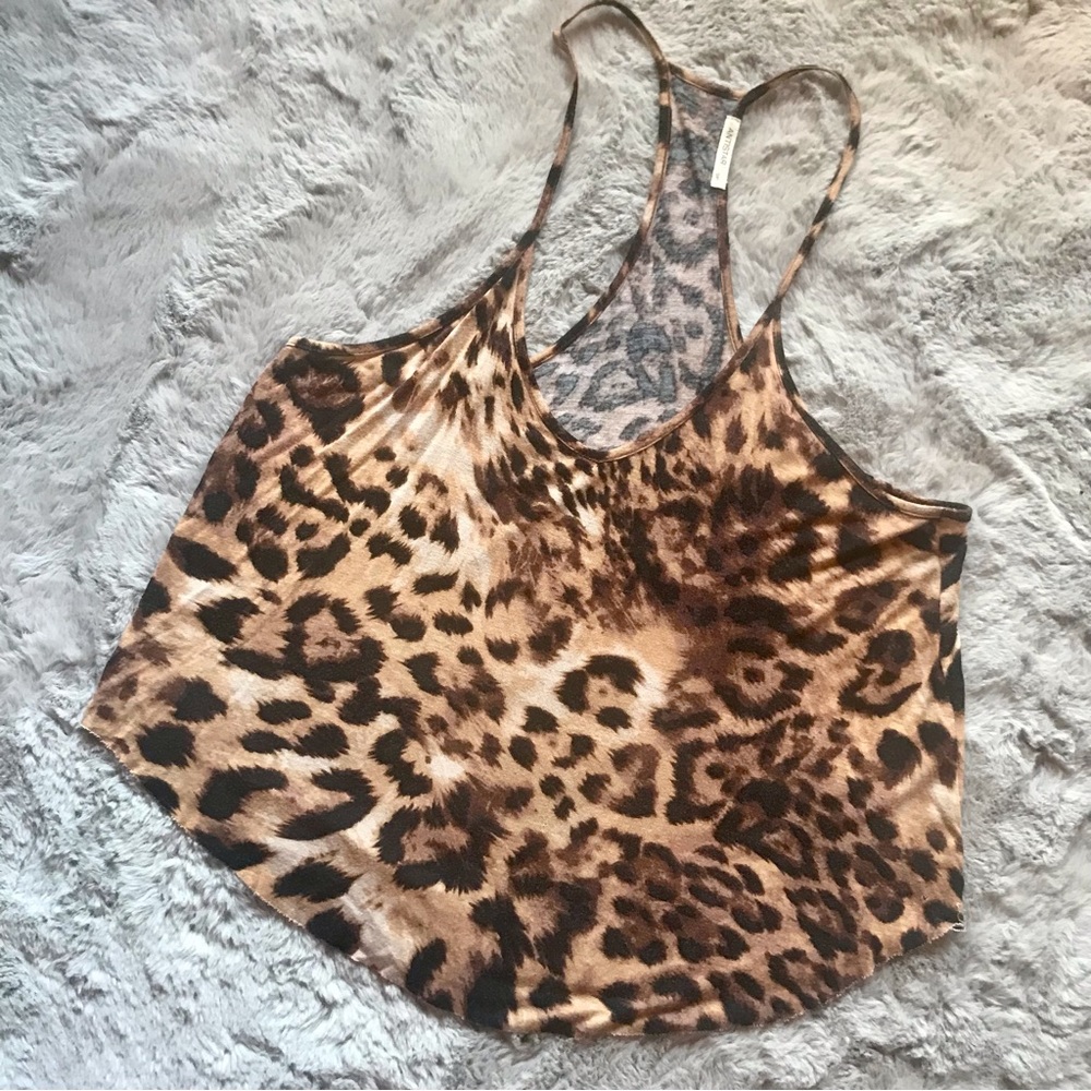 FREE w/ purchase Antistar glamrock leopard printcropped tank tiny hole in pic